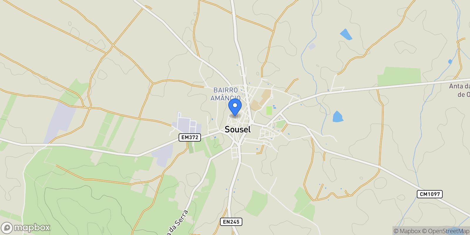 Map showing 7470 Sousel, Portugal, Sousel, Portalegre District, Portugal.