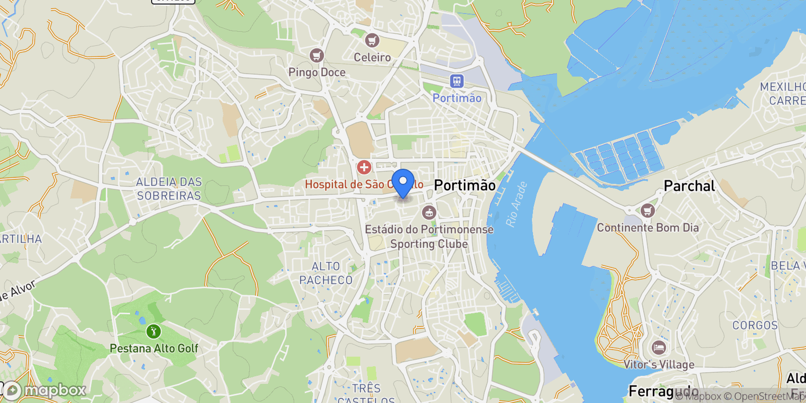 Map showing Portimão, Portimão, Faro, Portimão, Portimao, Algarve, Portugal.