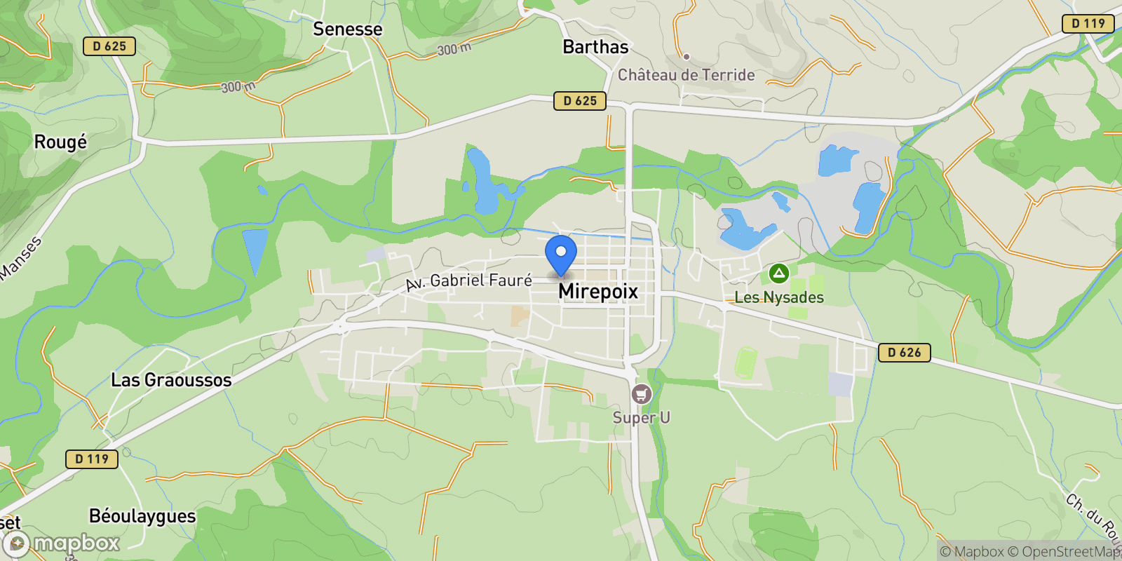Map showing ariege, Mirepoix, Occitanie, France.