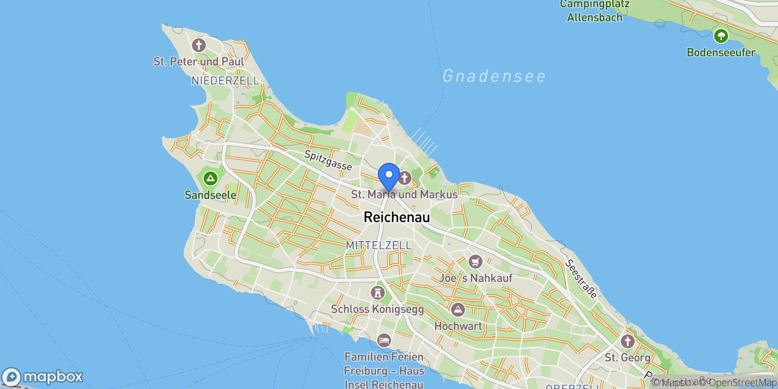 Map showing 78479 Reichenau, Germany, Reichenau, Baden-Württemberg, Germany.