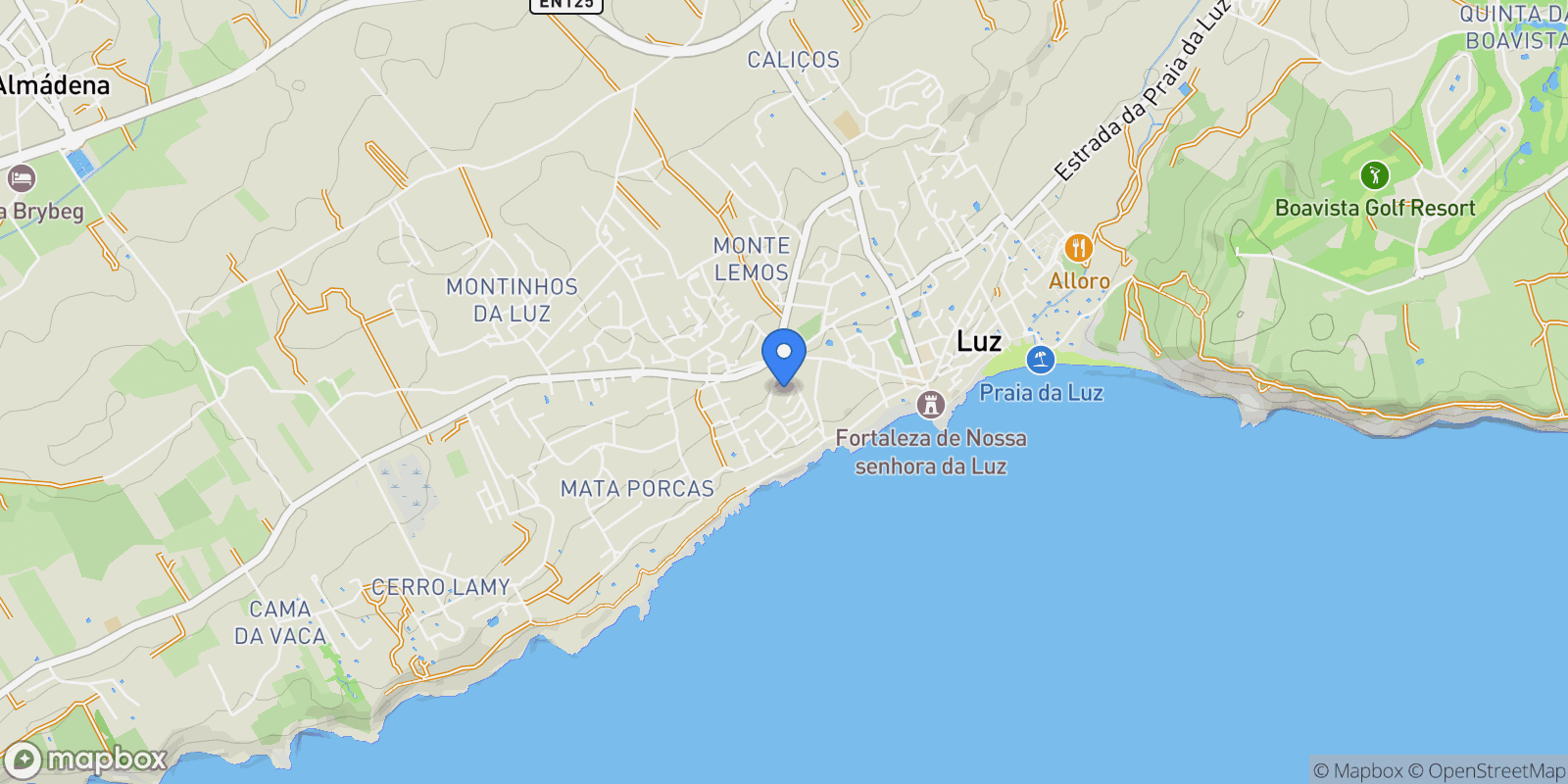Map showing Luz, Lagos, Faro, Lagos, Praia da Luz, Algarve, Portugal.
