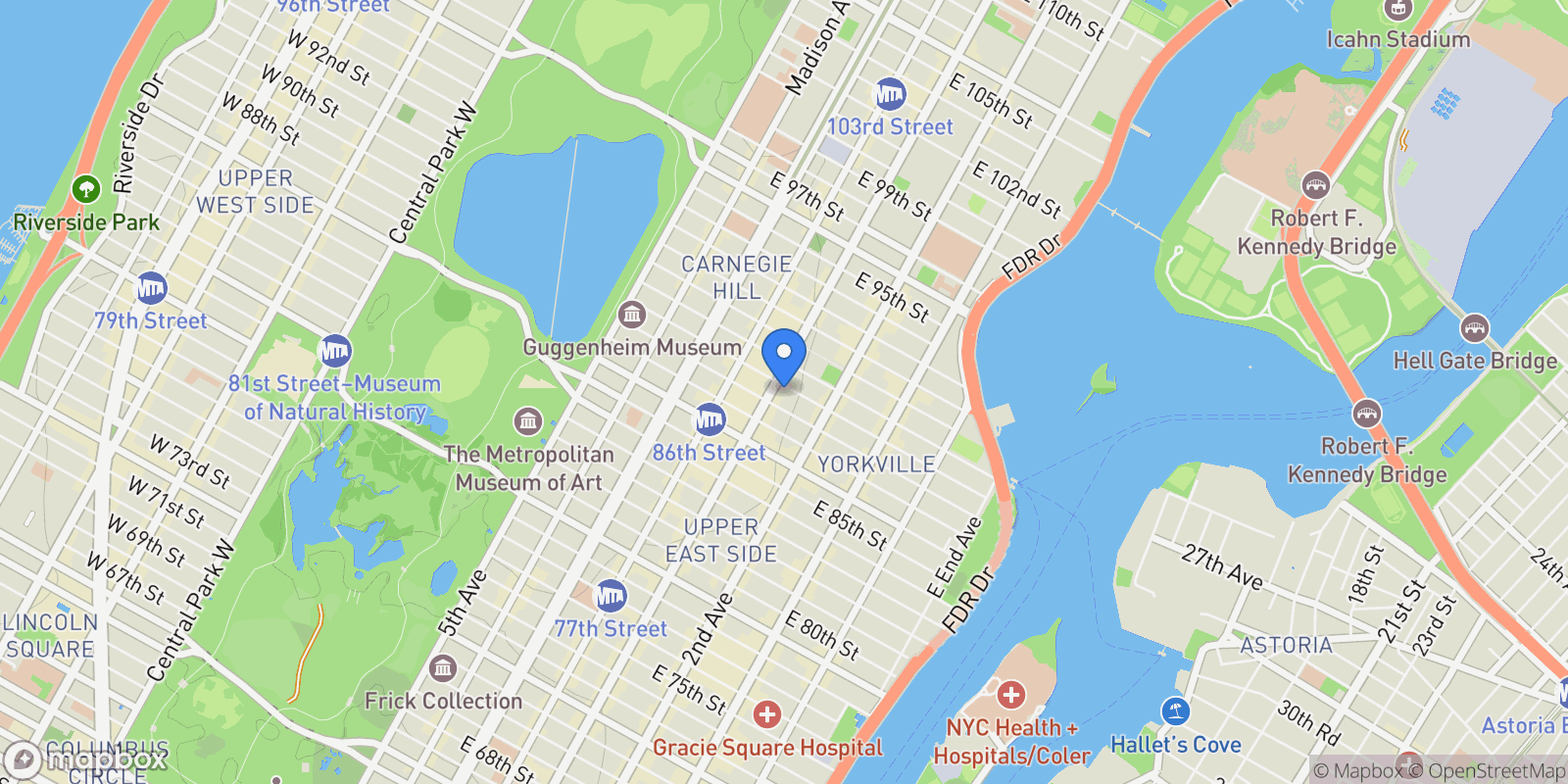 Map showing THE MONARCH, 200 E 89TH ST, New York, New York, United States.