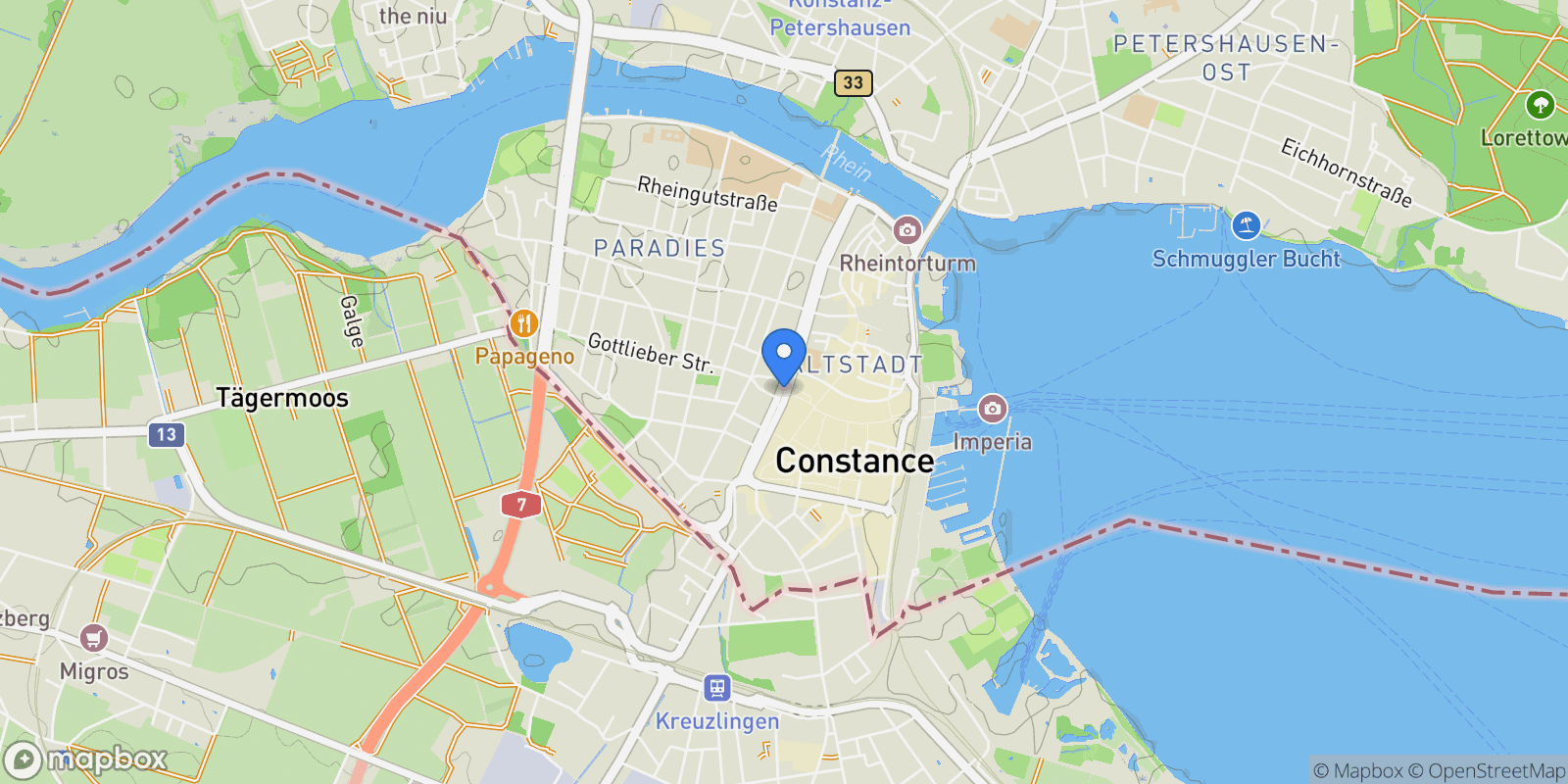 Map showing 78462 Konstanz-Altstadt, Germany, Konstanz, Baden-Württemberg, Germany.
