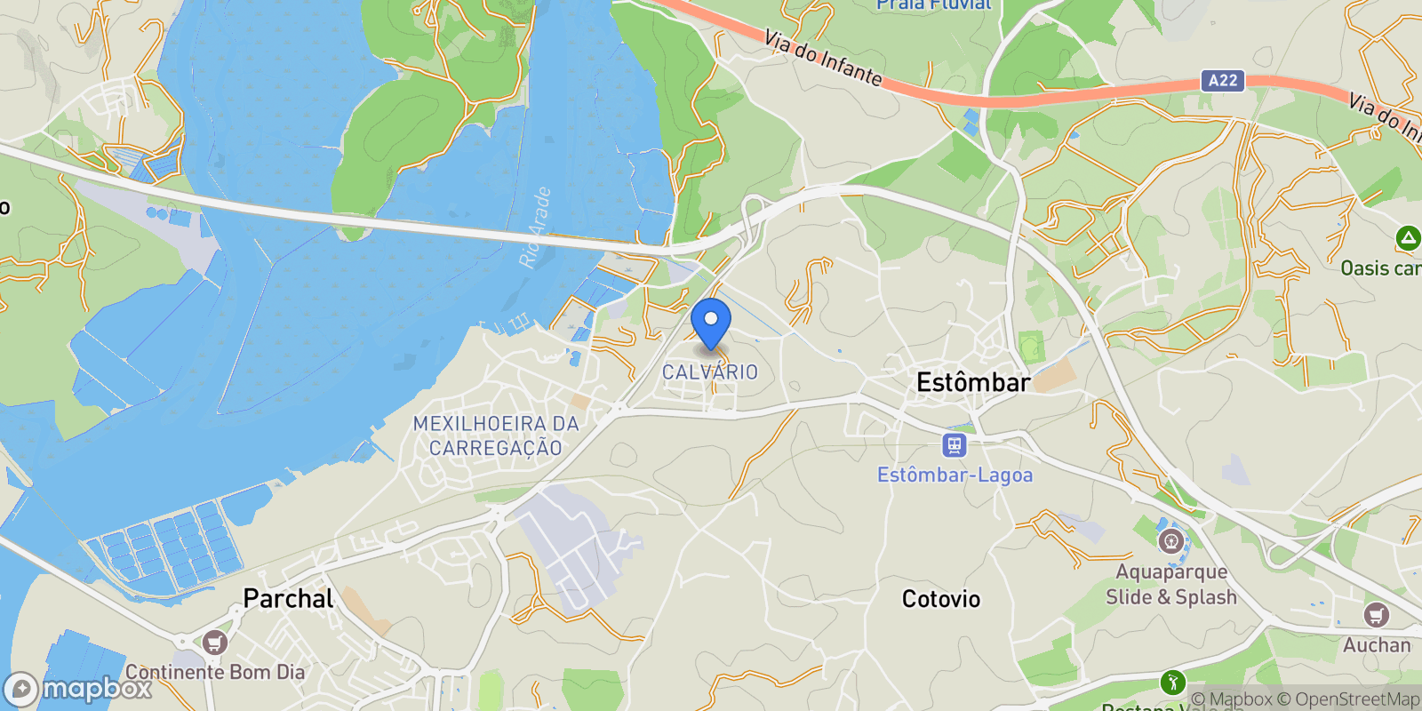 Map showing Estômbar e Parchal, Lagoa (Algarve), Faro, Lagoa (Algarve), Estombar e Parchal, Algarve, Portugal.