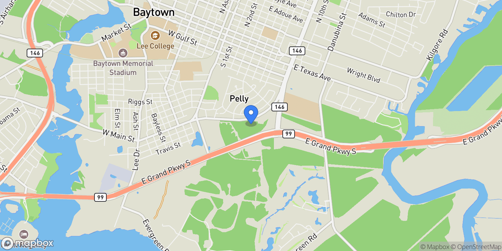 Map showing 0000 Tri City Beach, Baytown, TX 77520, Baytown, Texas, United States.