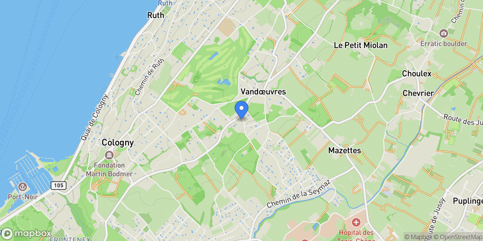 Map showing VandÅ“uvres, GenÃ¨ve, Switzerland.