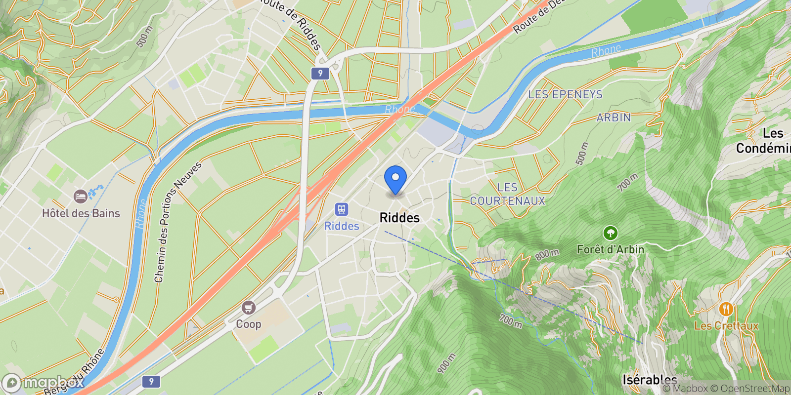Map showing Riddes, Valais, Switzerland.