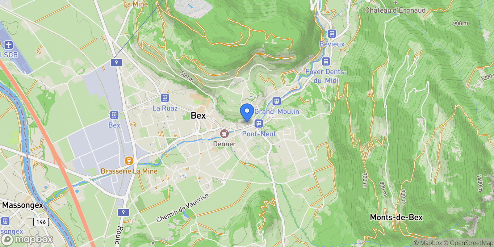 Map showing Bex, Vaud, Switzerland.