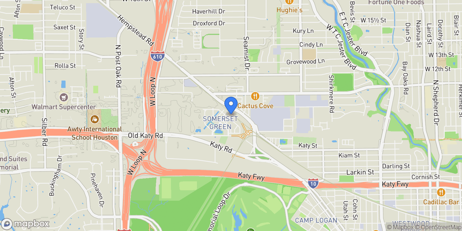 Map showing 3502 Dorset Cliff Lane, Houston, TX 77055, Houston, Texas, United States.