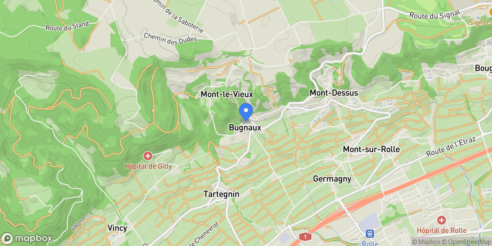 Map showing Essertines-sur-Rolle, Vaud, Switzerland.