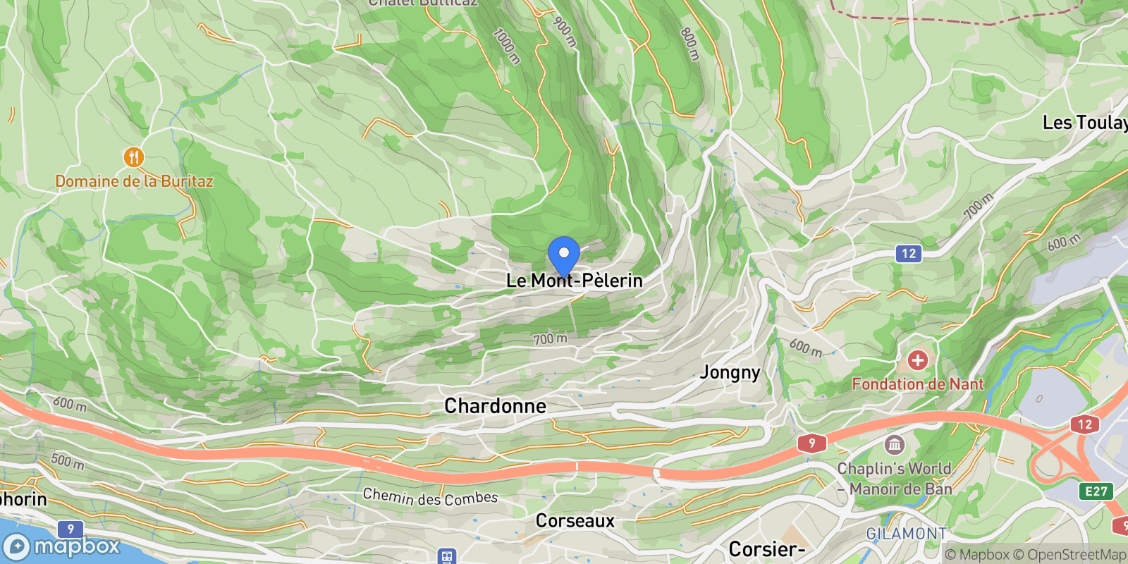 Map showing A Le Mont-Pèlerin, Chardonne, Vaud, Switzerland.