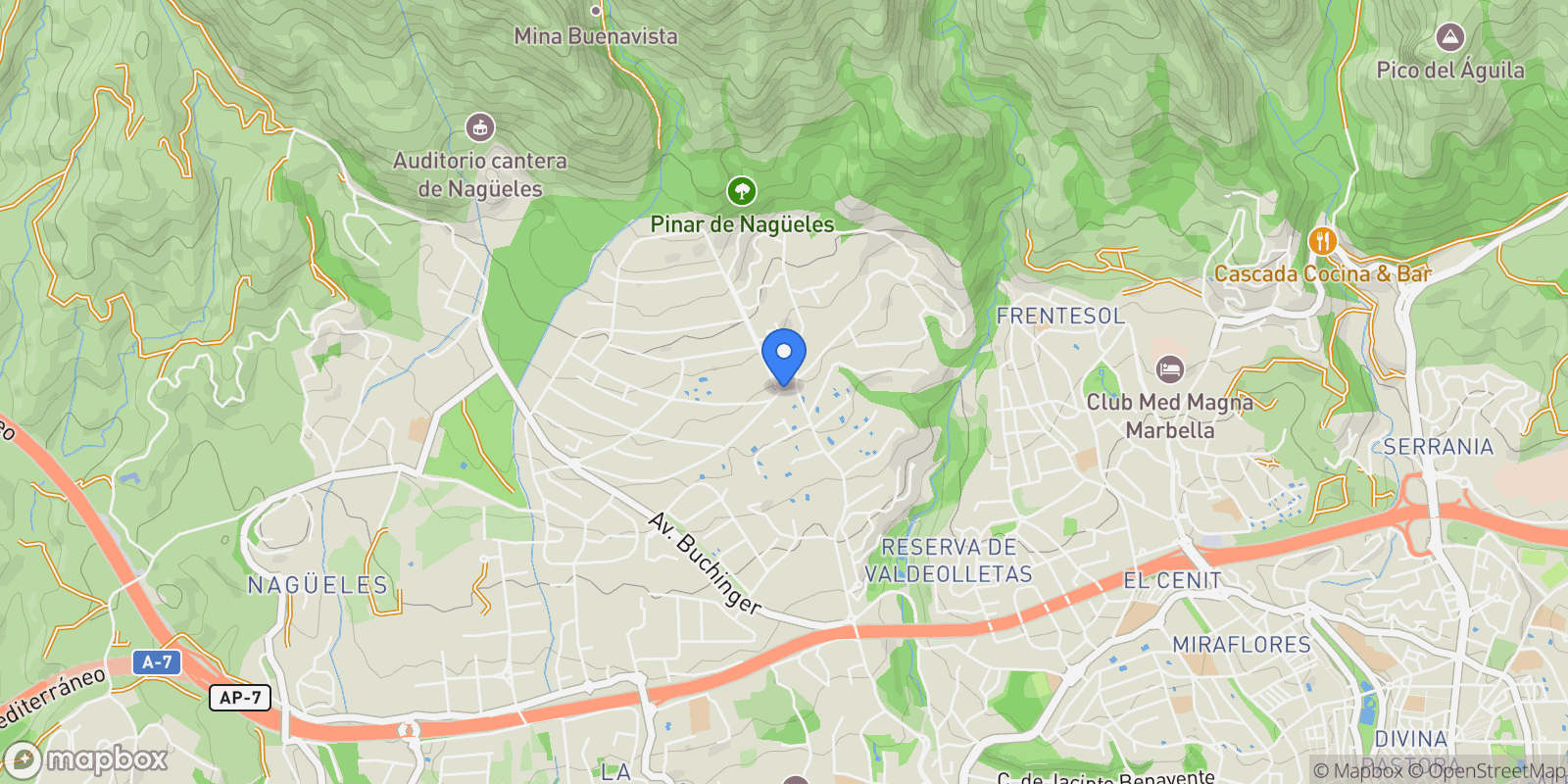 Map showing Sierra Blanca, Marbella, Málaga, Marbella, Sierra Blanca, Marbella, Spain.