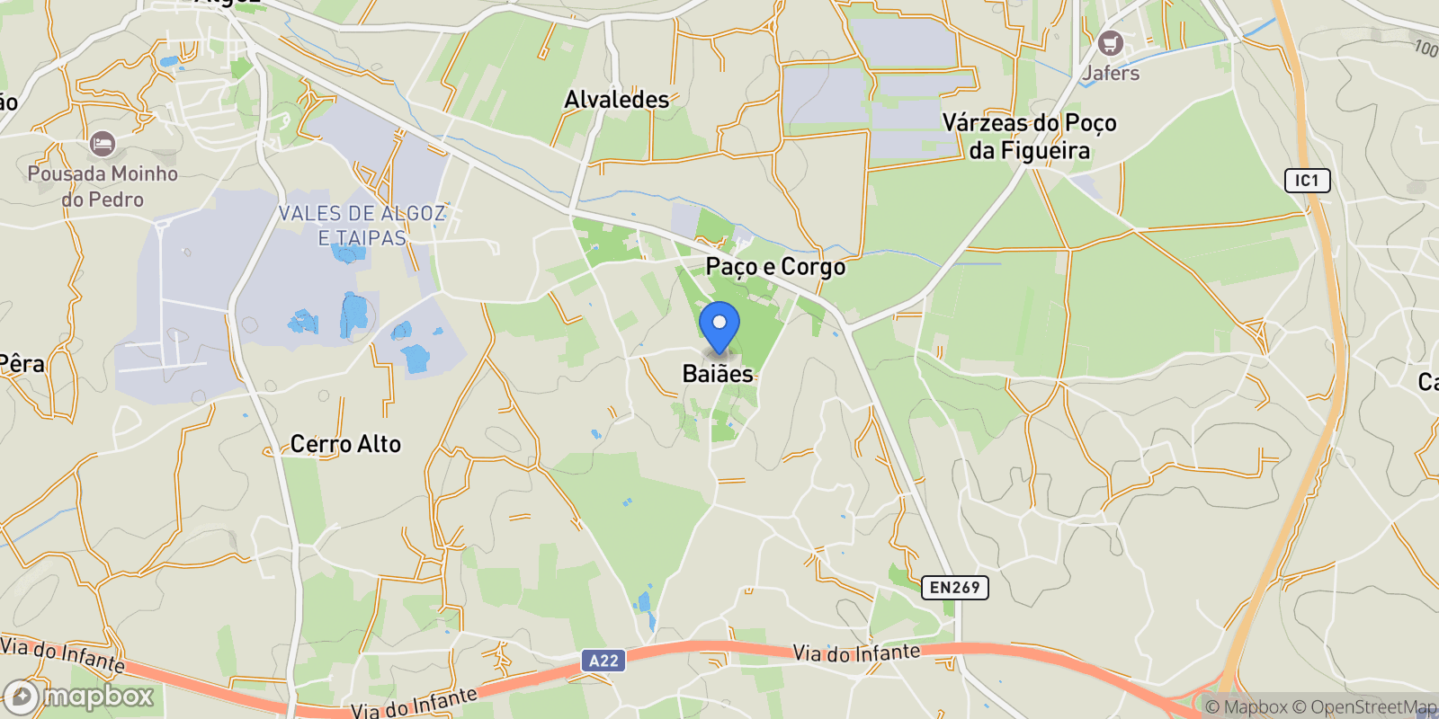 Map showing Algoz e Tunes, Algarve, Portugal.