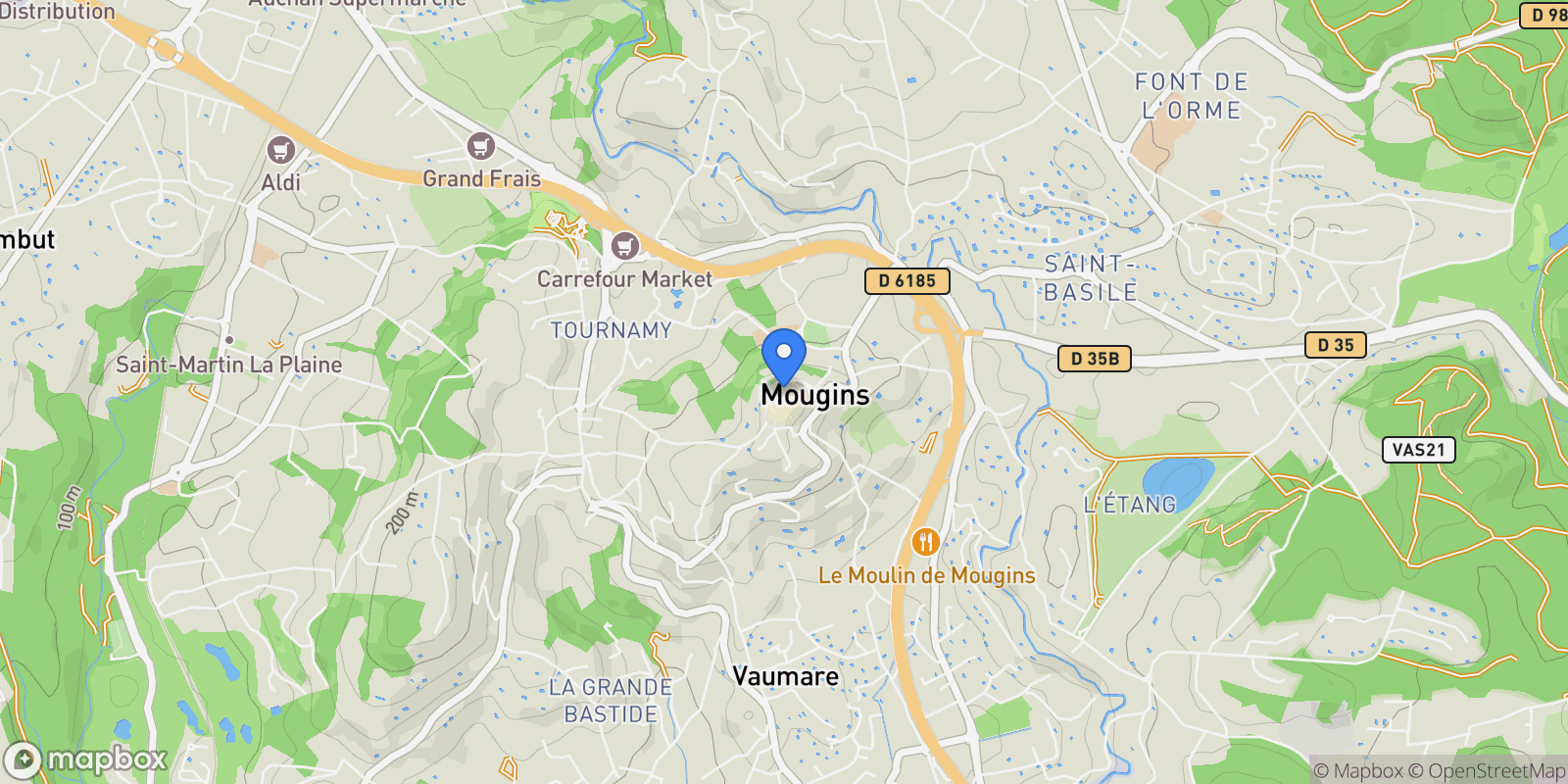 Map showing MOUGINS, U 06250, Mougins, Provence-Alpes-Côte d'Azur, France.