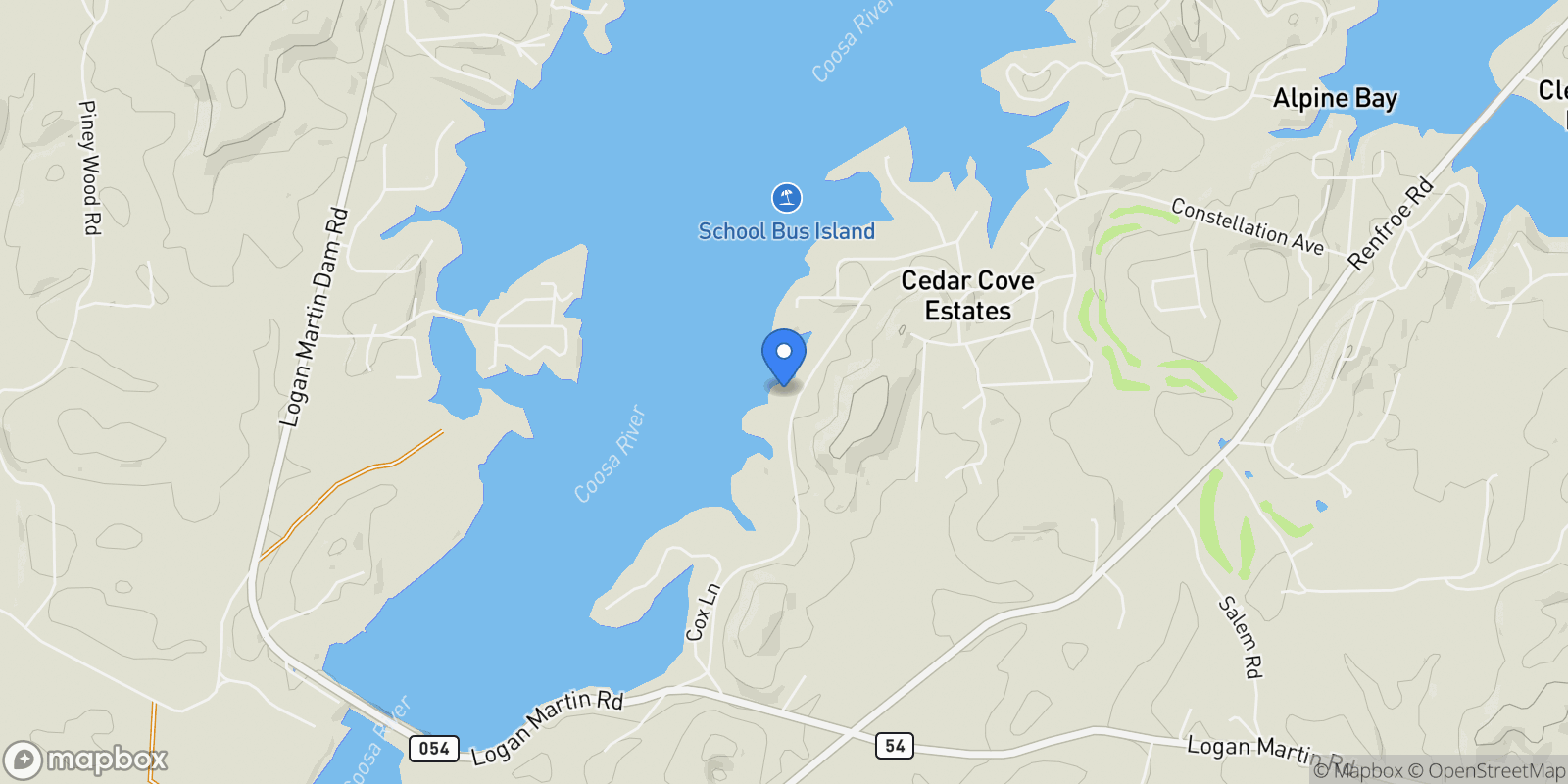 Map showing 1744 Constellation Drive , Alpine, AL 35014, Alpine, Alabama, United States.