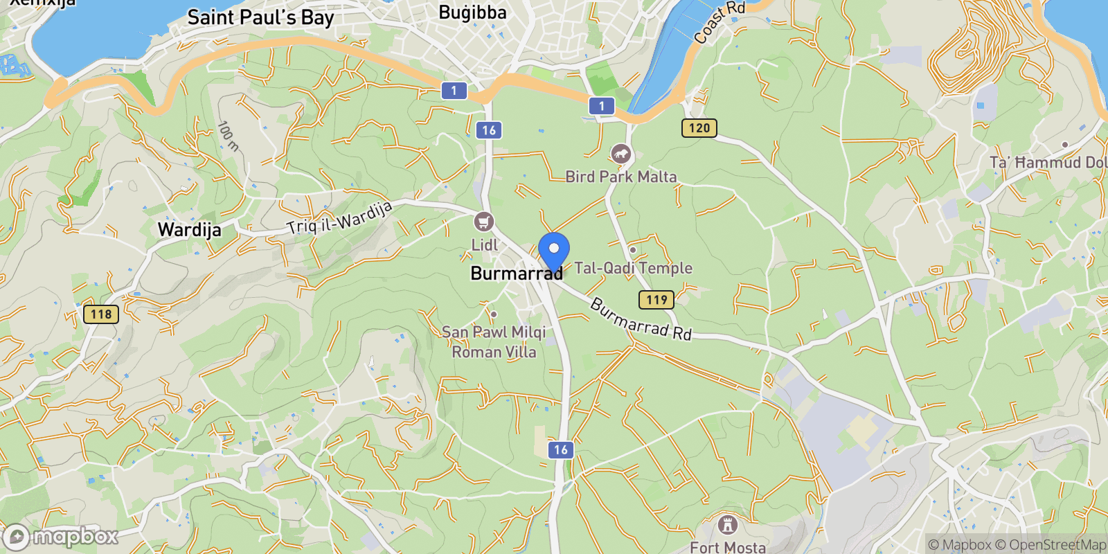 Map showing Burmarrad, St Paul's Bay, Malta, Saint Paul's Bay, Malta.