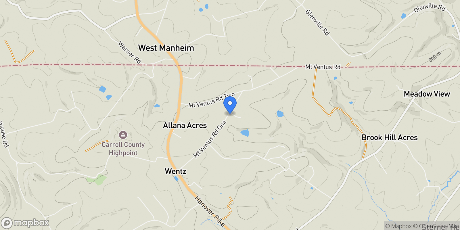 Map showing 2425 Mount Ventus #1 Road, Manchester, MD 21102, Manchester, Maryland, United States.