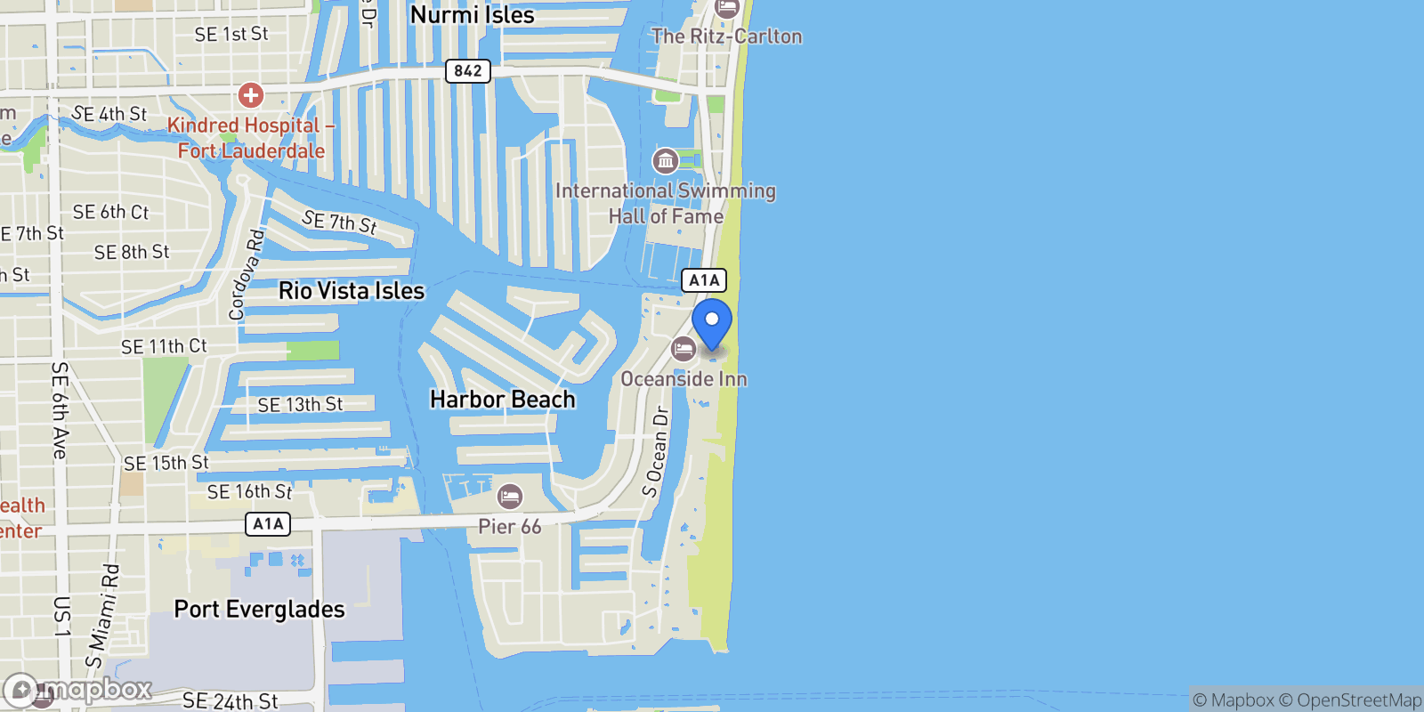 Map showing 1200 Holiday Dr 705, Fort Lauderdale, Florida, United States.