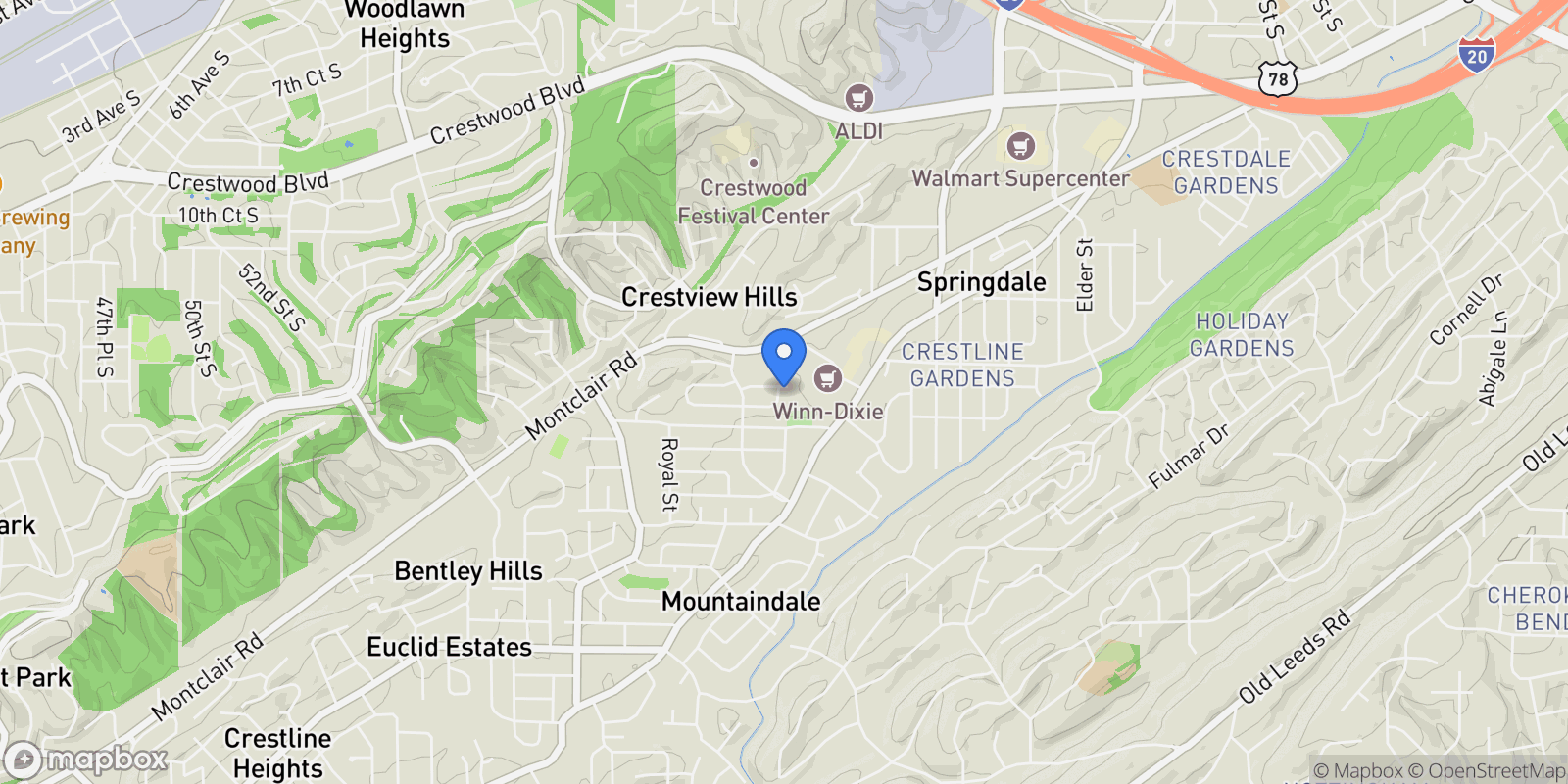Map showing 1329 Wales Avenue , Birmingham, AL 35213, Irondale, Alabama, United States.