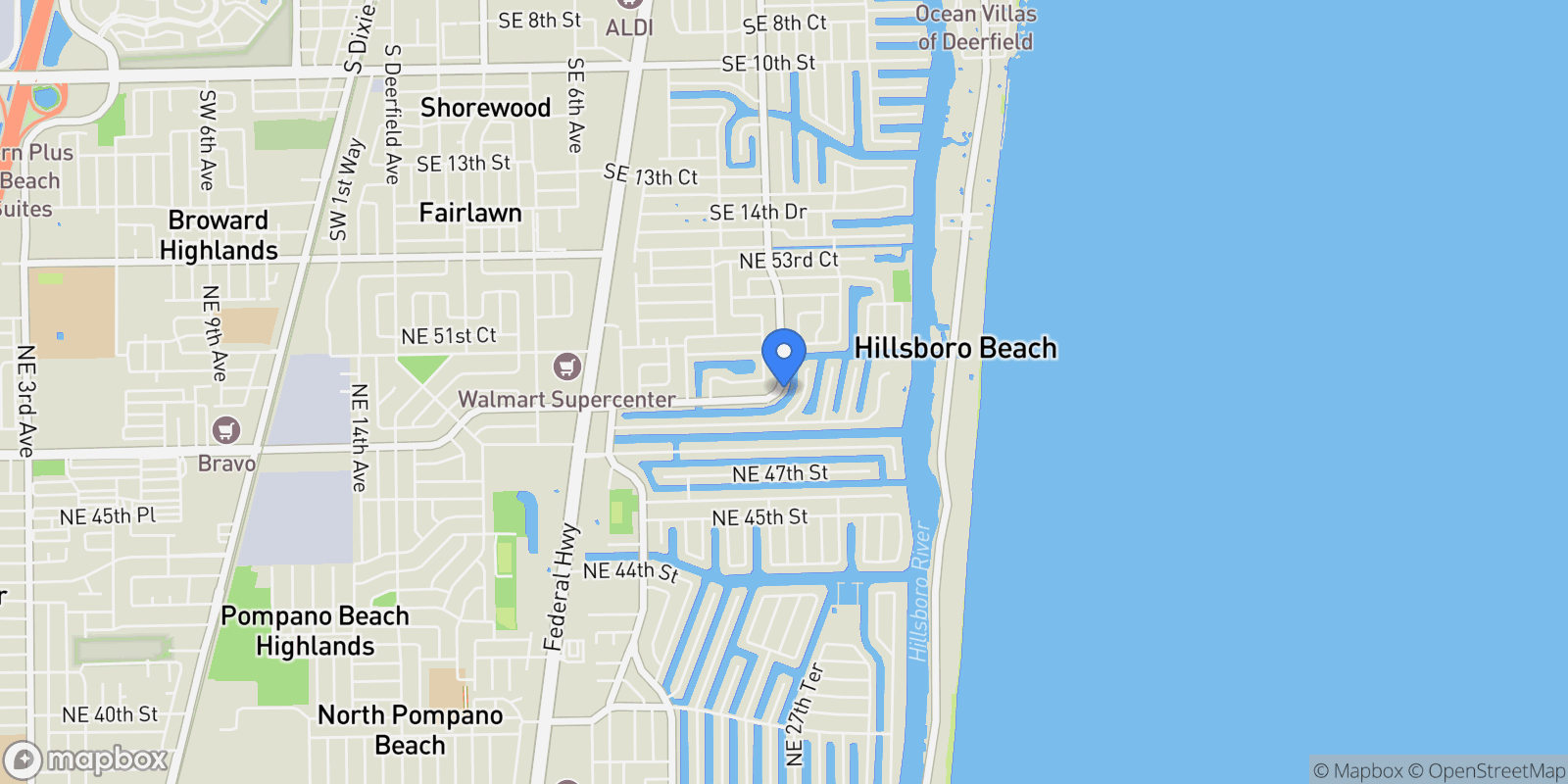 Map showing 4910 NE 27th Ave, Lighthouse Point, Florida, United States.