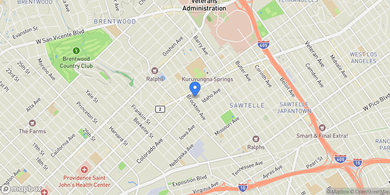 Map showing 1525 Armacost, Los Angeles, California, United States.