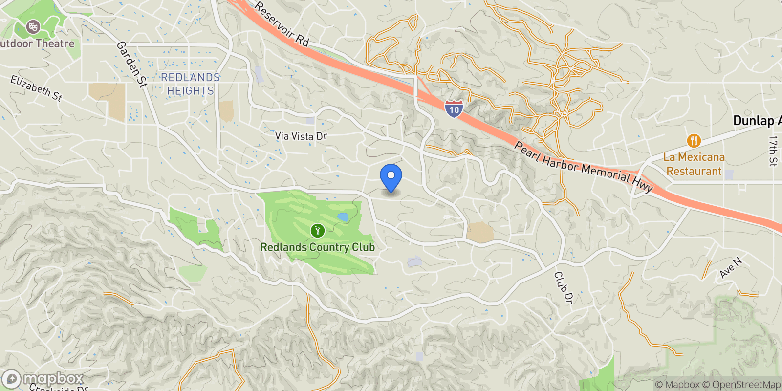 Map showing 617 Mariposa Drive, Redlands, California, United States.