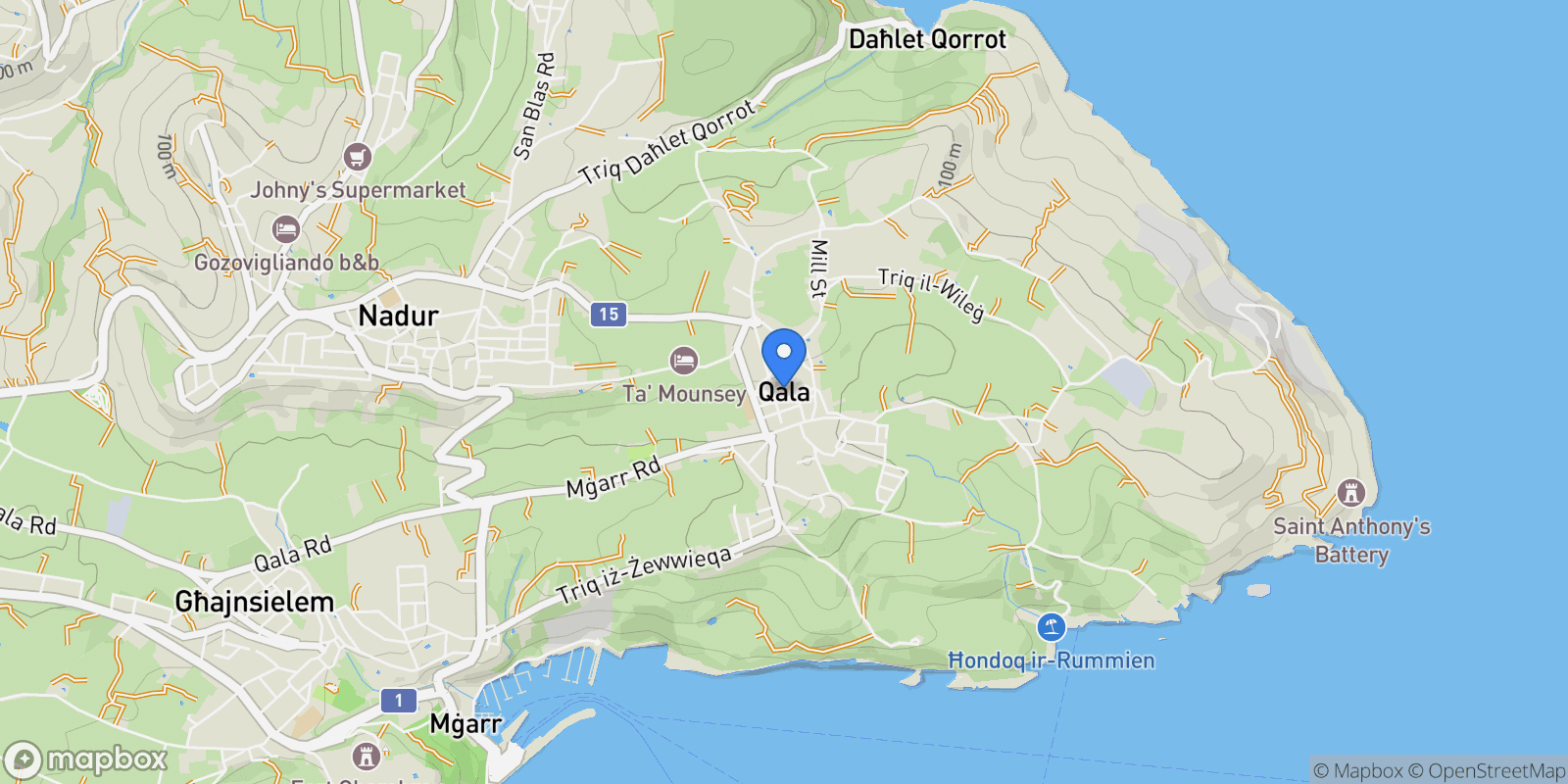 Map showing 26, Gozo, Qala, Malta.