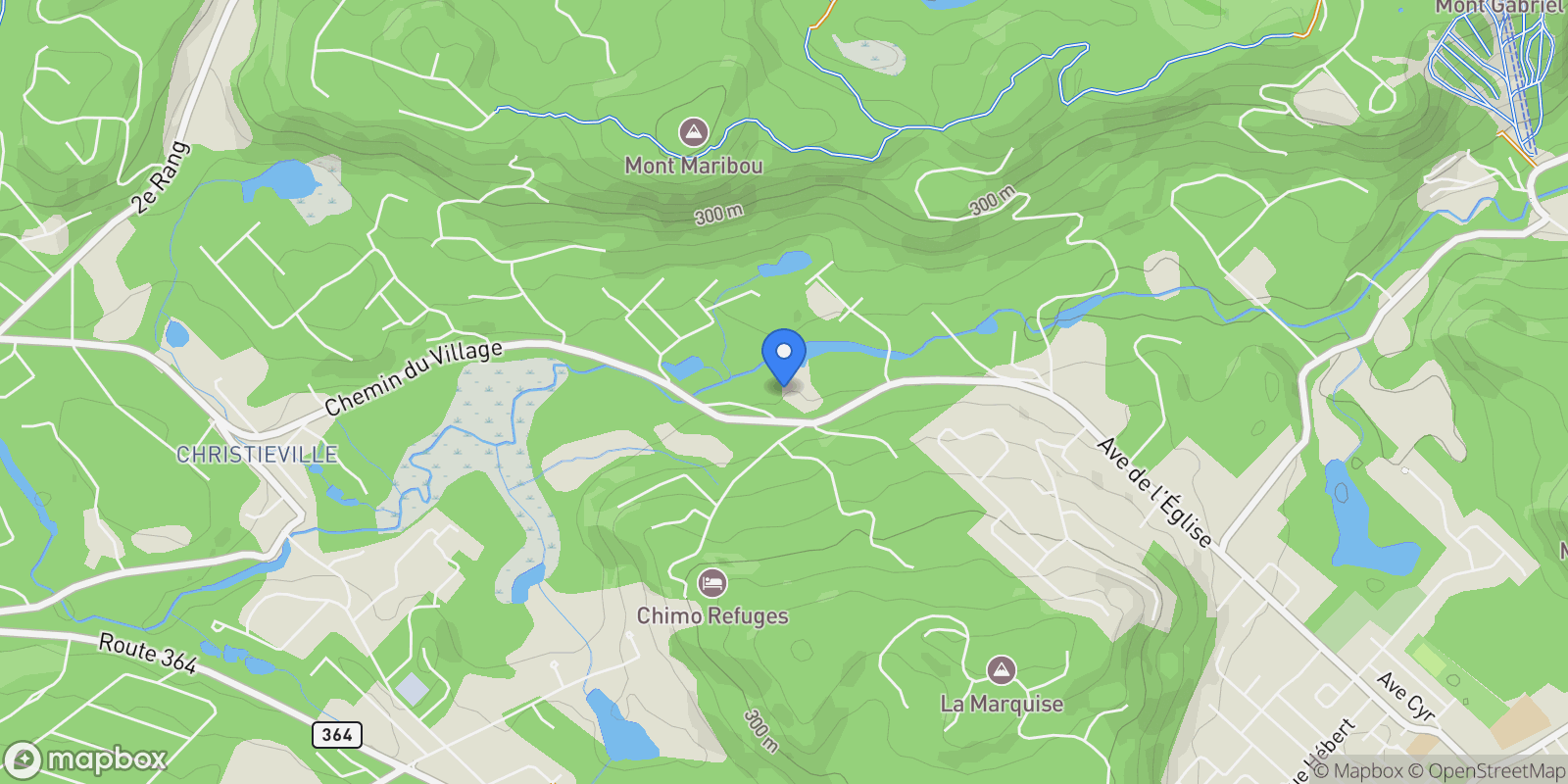 Map showing 523 Av. de l'Église, Saint-Sauveur, Quebec, Canada.