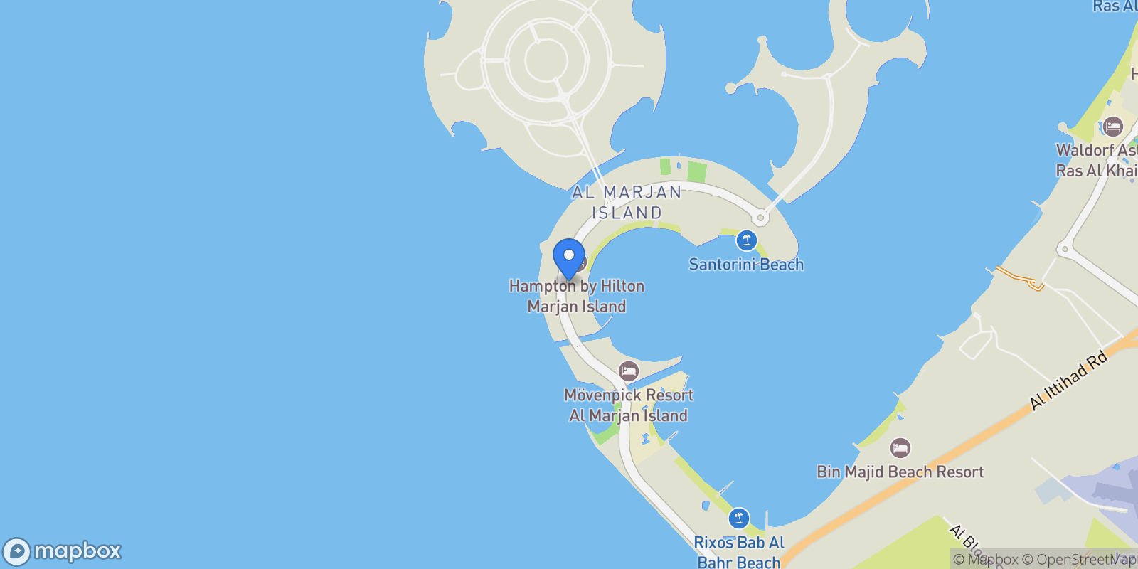 Map showing Marjan Island - Jazeerat Al Marjan - Ras Al Khaimah - United Arab Emirates, Marjan Island, Ras al Khaimah, United Arab Emirates.