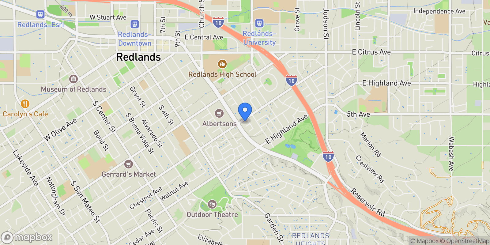 Map showing 670 Palm, Redlands, California, United States.