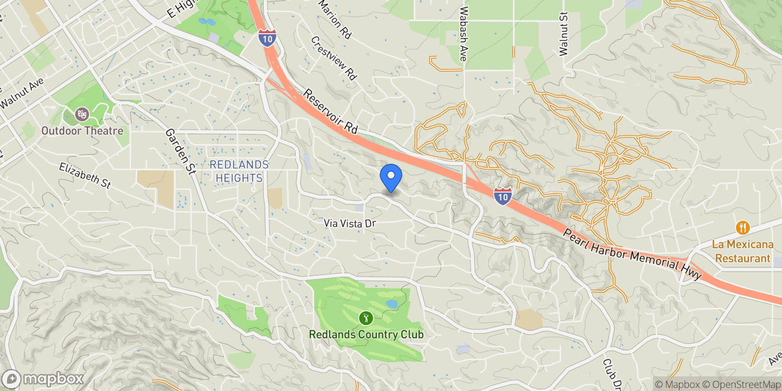 Map showing 613 Sunset, Redlands, California, United States.