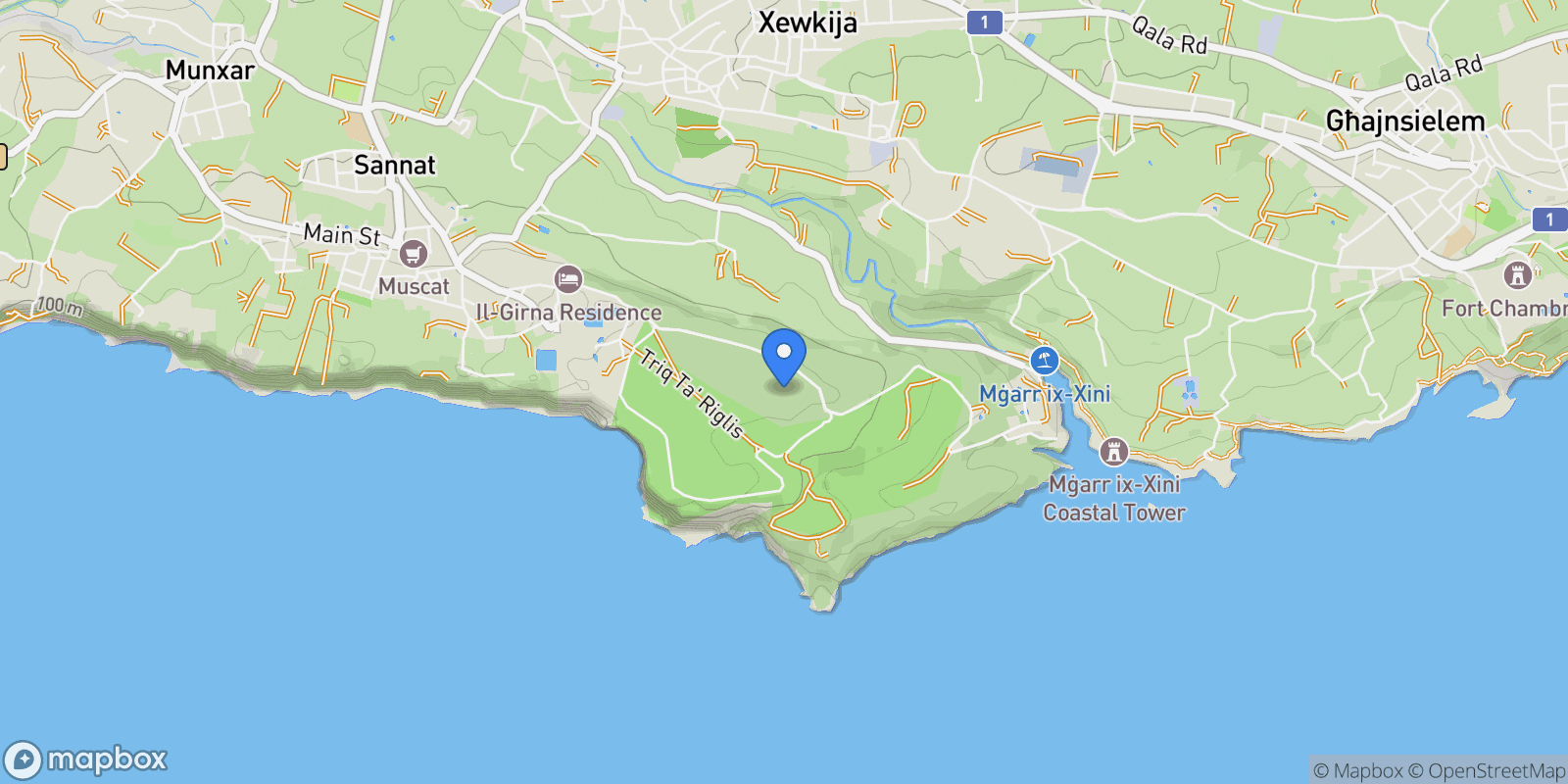 Map showing Gozo, Sannat, Malta.