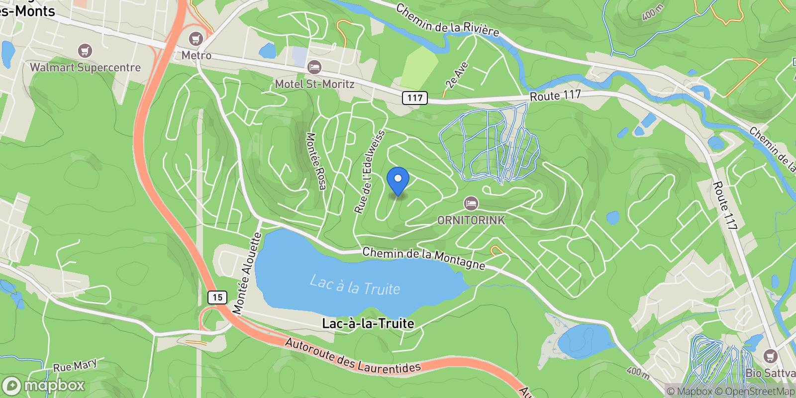 Map showing 138 Rue Paulsen, Sainte-Agathe-des-Monts, Quebec, Canada.