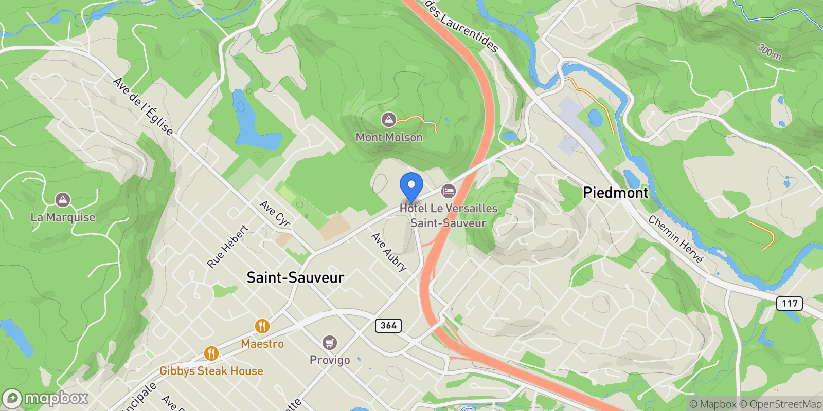 Map showing 80 82 Rue Principale, Saint-Sauveur, Quebec, Canada.