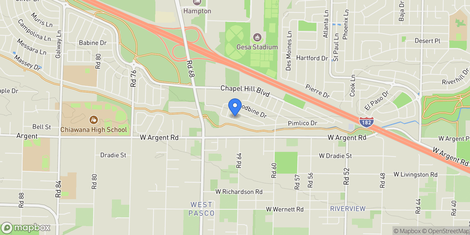 Map showing 6411 Pimlico Dr, Pasco, WA 99301, Pasco, Washington, United States.