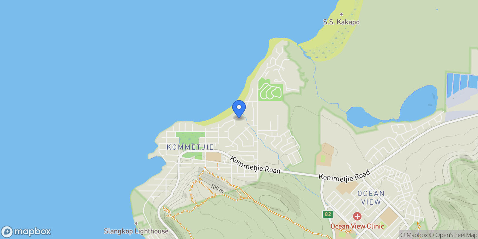 Map showing 24 Duiker Drive, Kommetjie, WC 7975, Cape Town, Western Cape, South Africa.