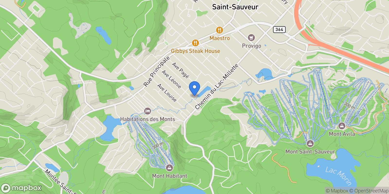 Map showing 155 Rue des Monts, Saint-Sauveur, Quebec, Canada.