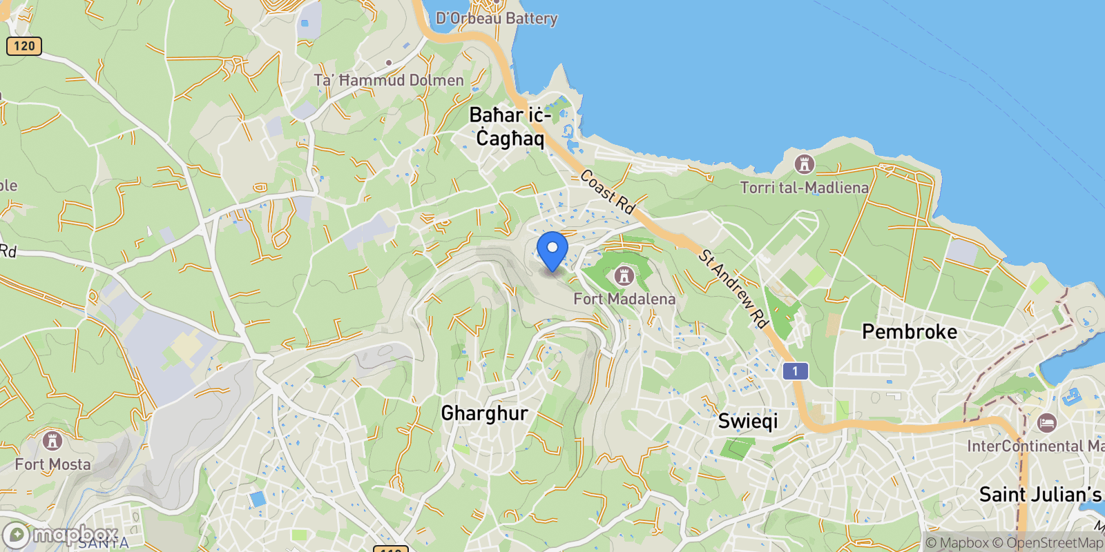 Map showing Swieqi, Malta.