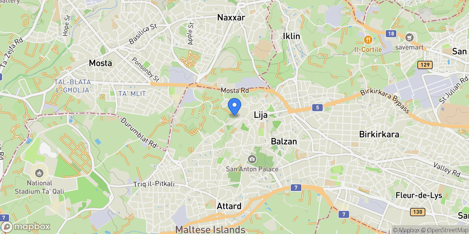Map showing Lija, Malta.