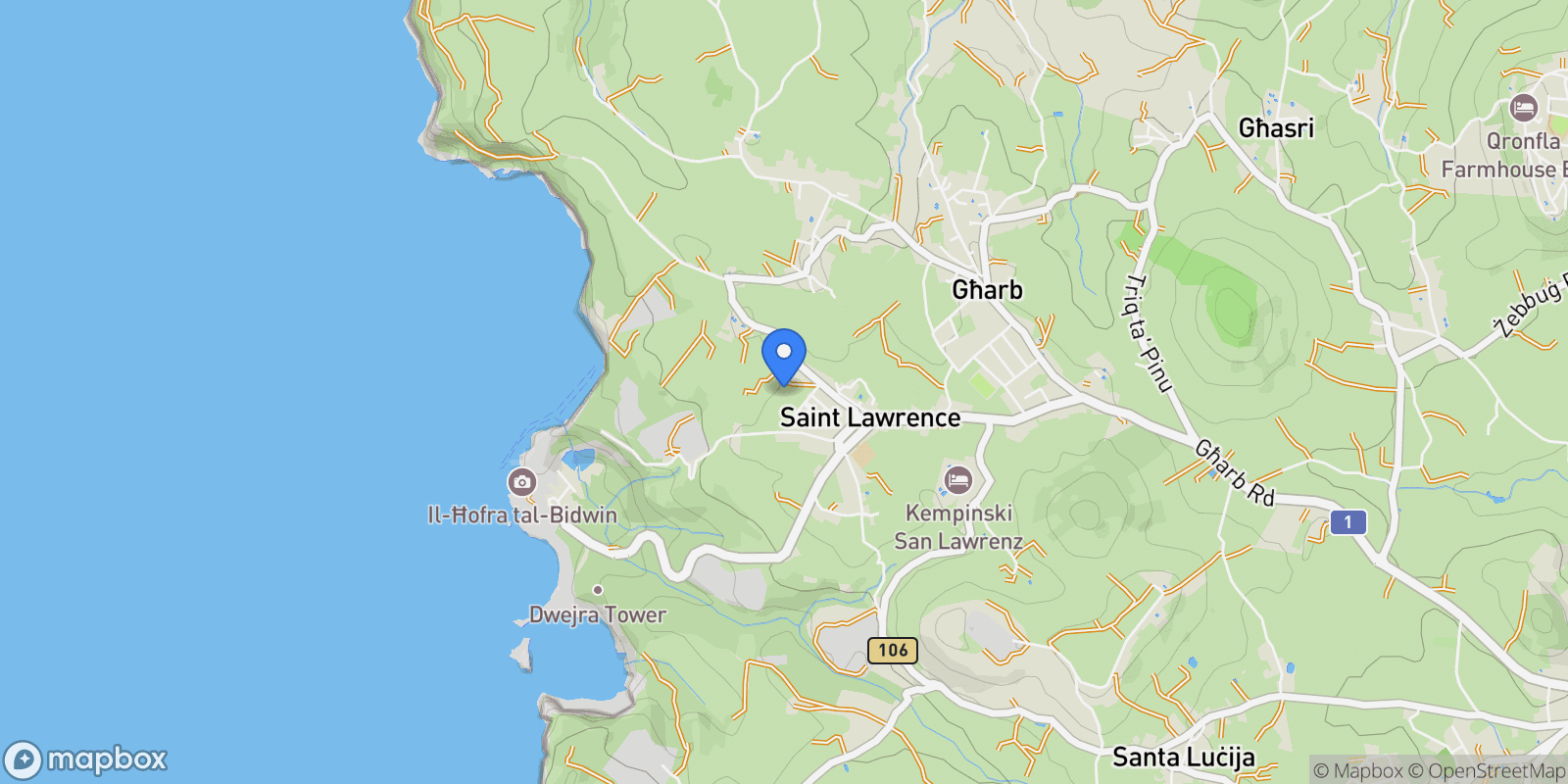 Map showing San Lawrenz, Malta.