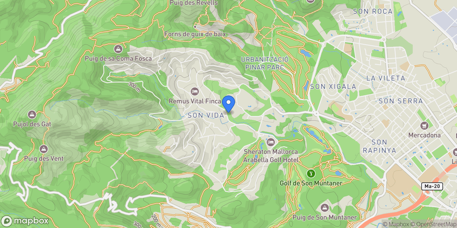 Map showing Son Vida, Palma, Balearic Islands.