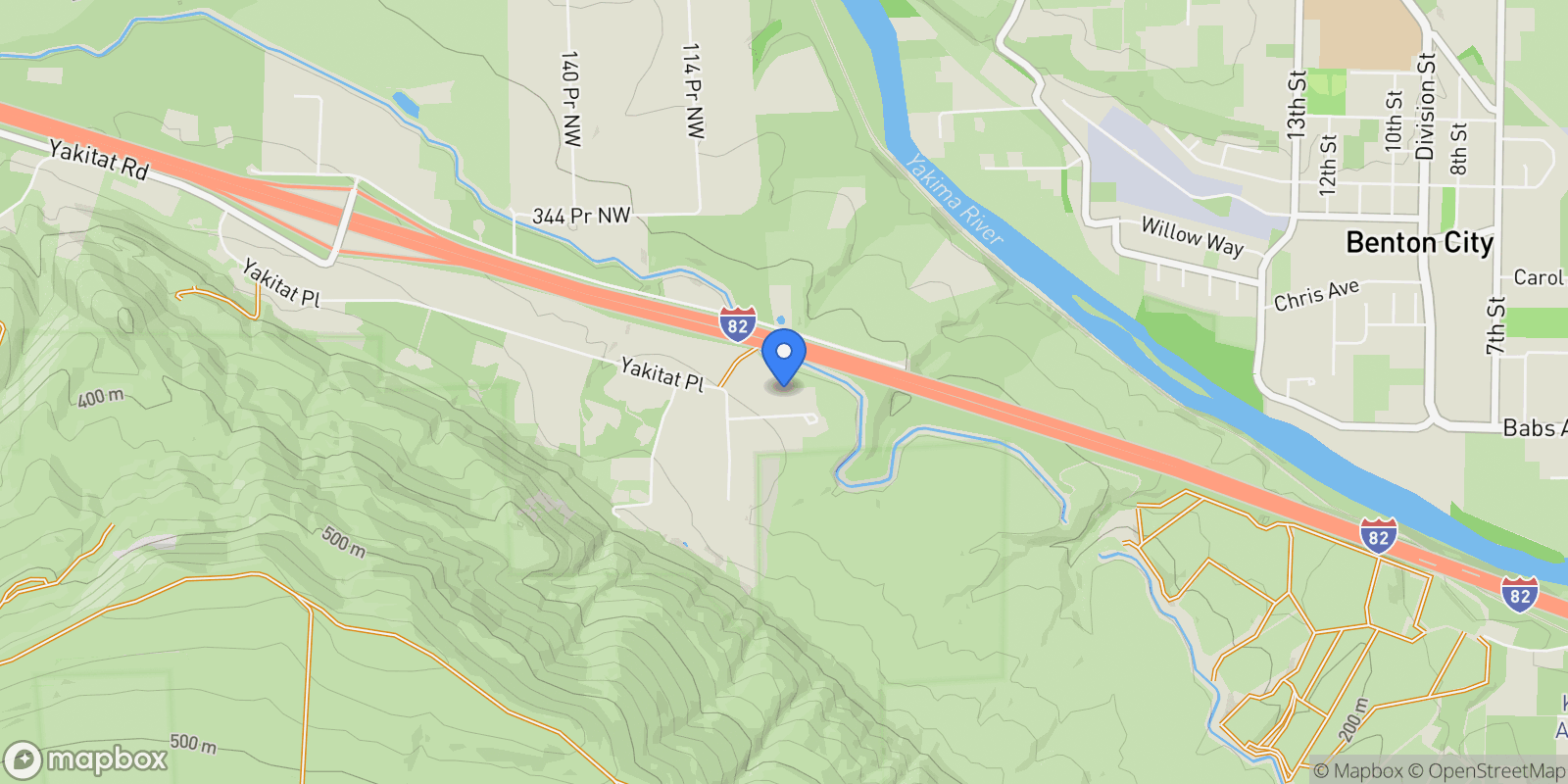 Map showing 9414 W Yakitat Pl NW, Benton City, WA 99320, Benton City, Washington, United States.