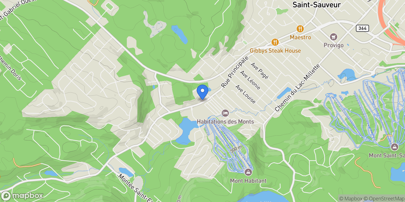 Map showing 711 Rue Principale, Saint-Sauveur, Quebec, Canada.