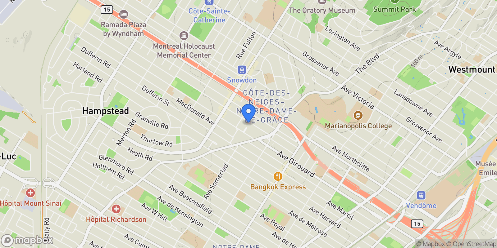Map showing 4674 4676 Av. Earnscliffe, Montréal, Quebec, Canada.