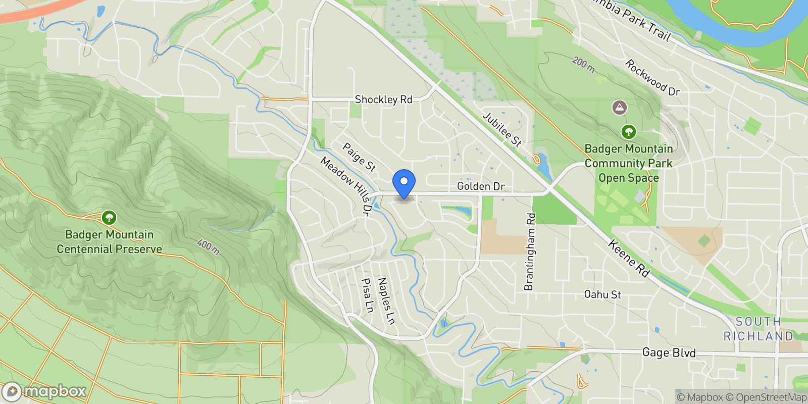 Map showing NKA Goose Ridge Estates at Badger Mtn  South, Richland, WA 99352, Richland, Washington, United States.