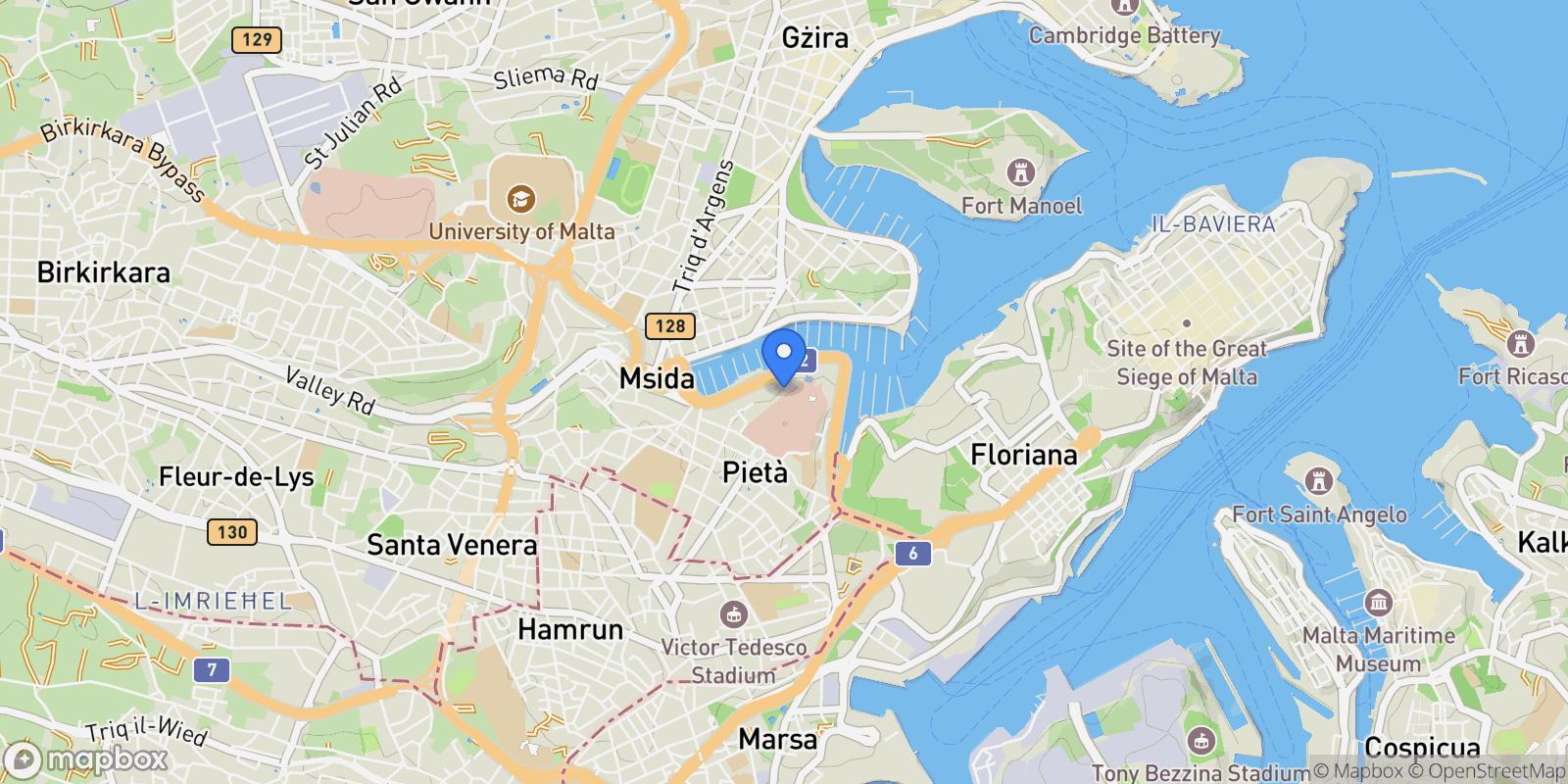 Map showing Pieta, Malta.