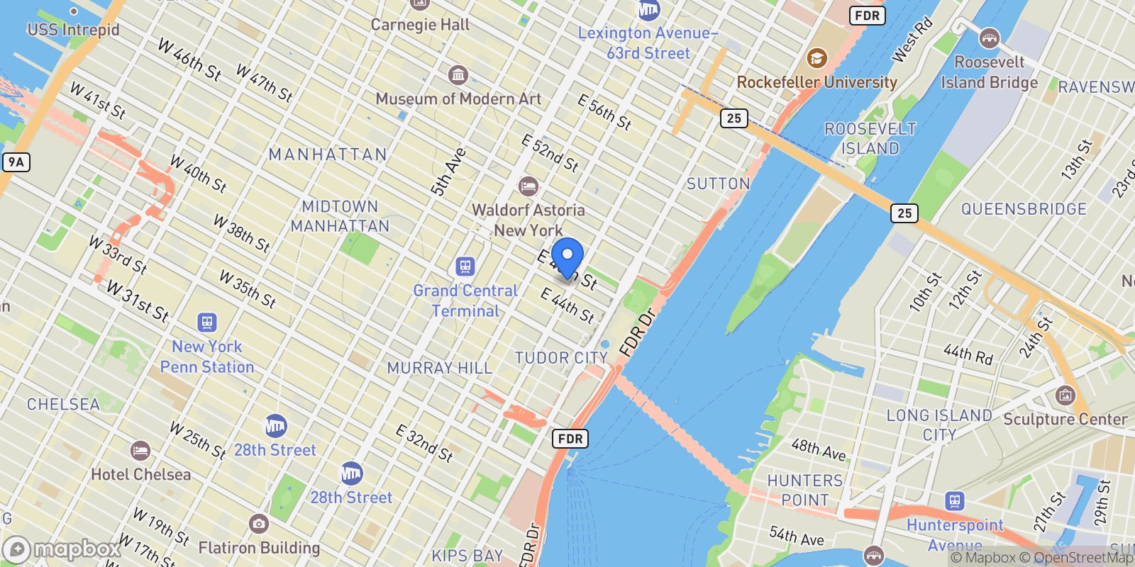 Map showing 845 SECOND AVE, New York, New York, United States.