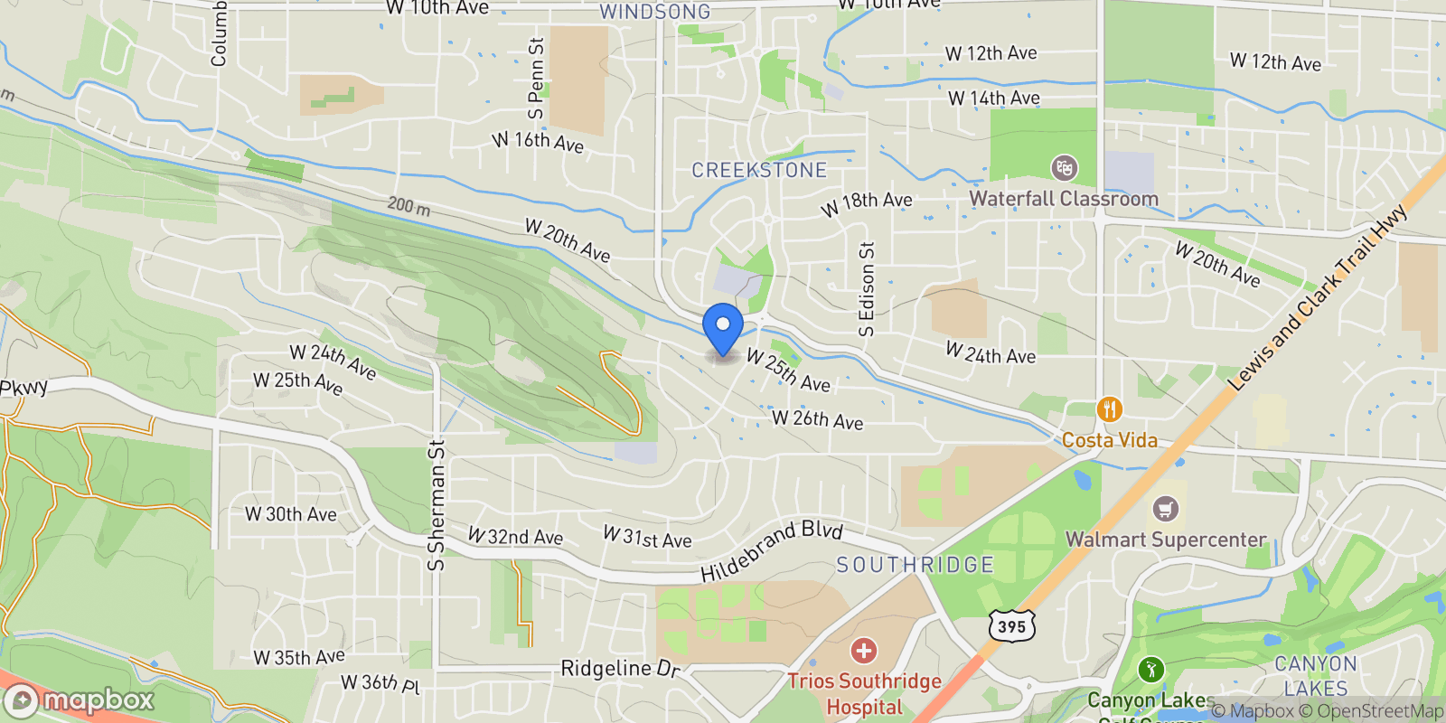 Map showing 5711 W 25th Avenue, Kennewick, WA 99338, Kennewick, Washington, United States.