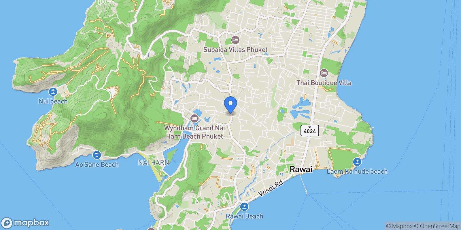 Map showing 24 111 Soi Naya, Tambon Rawai, Amphoe Mueang Phuket, Chang Wat Phuket 83130, Thailand, Rawai, Phuket, Thailand.