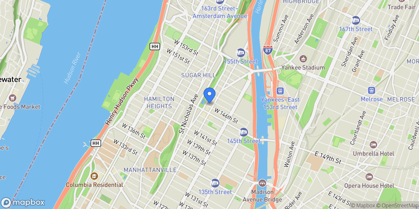 Map showing 303 W 146TH ST, New York, New York, United States.